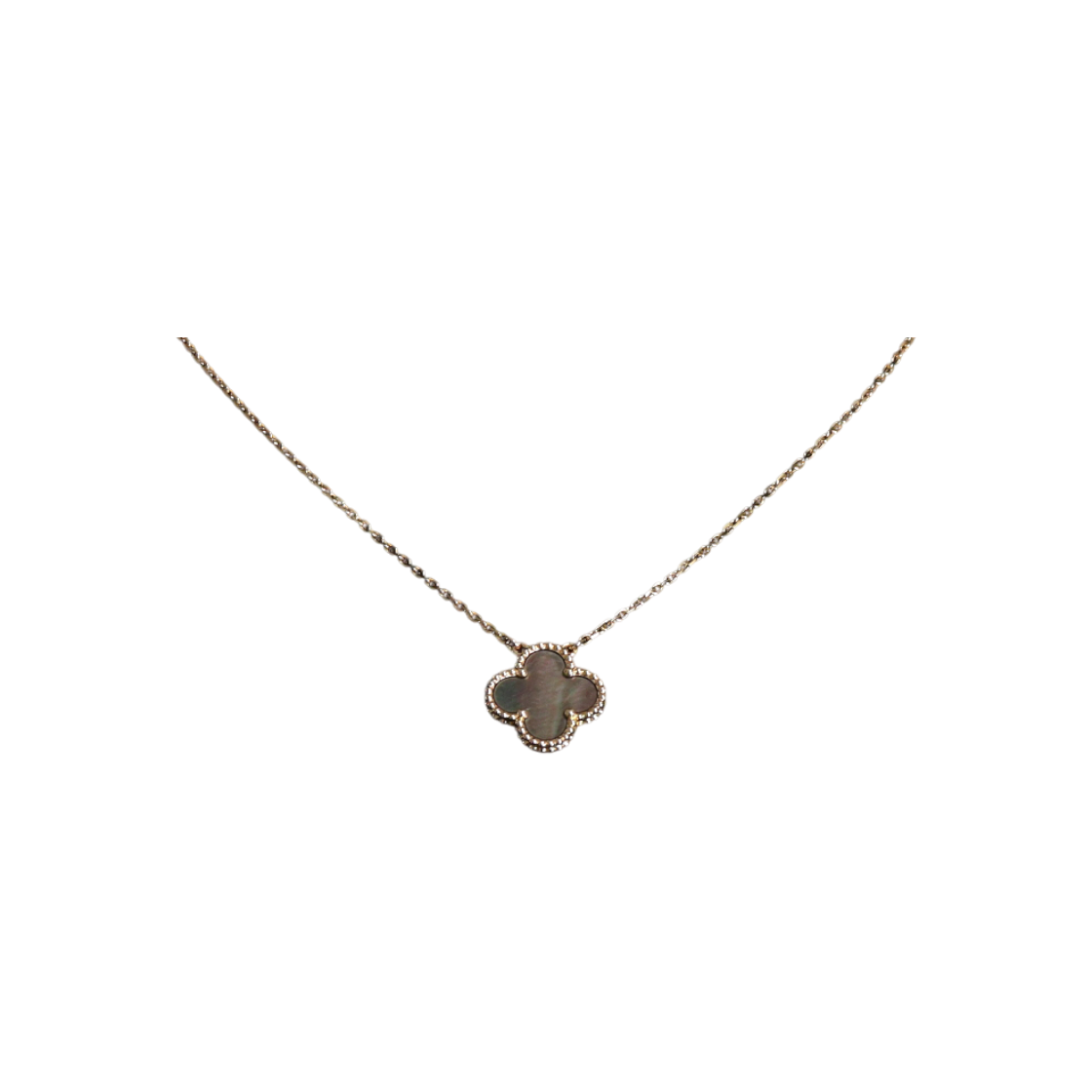 ITUPVDFIR3TL Van Cleef & Arpels Vintage Alhambra Necklace in 18K Rose Gold Gray Mother of Pearl