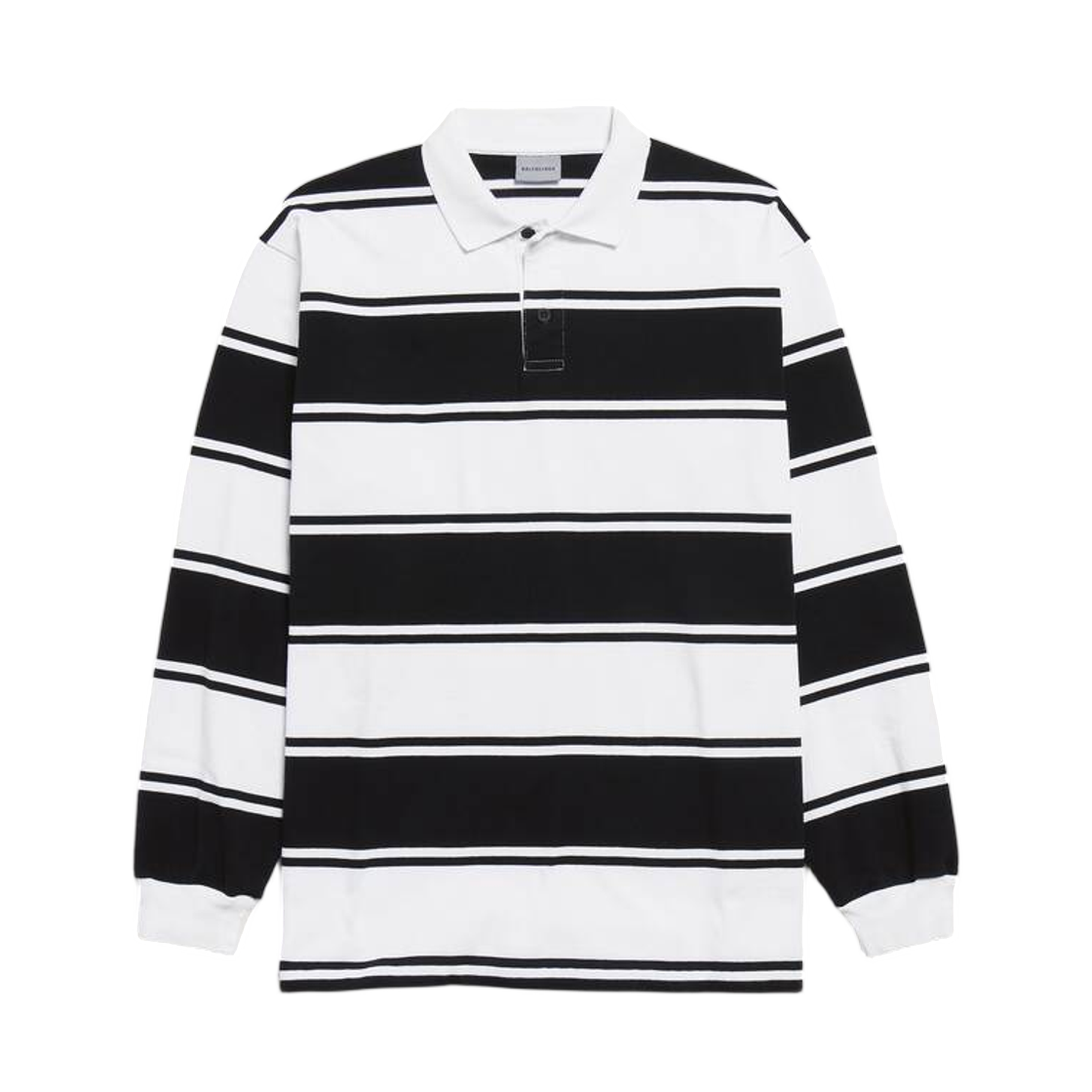 A00189TUVW71070 Balenciaga Long Sleeve Polo Black White