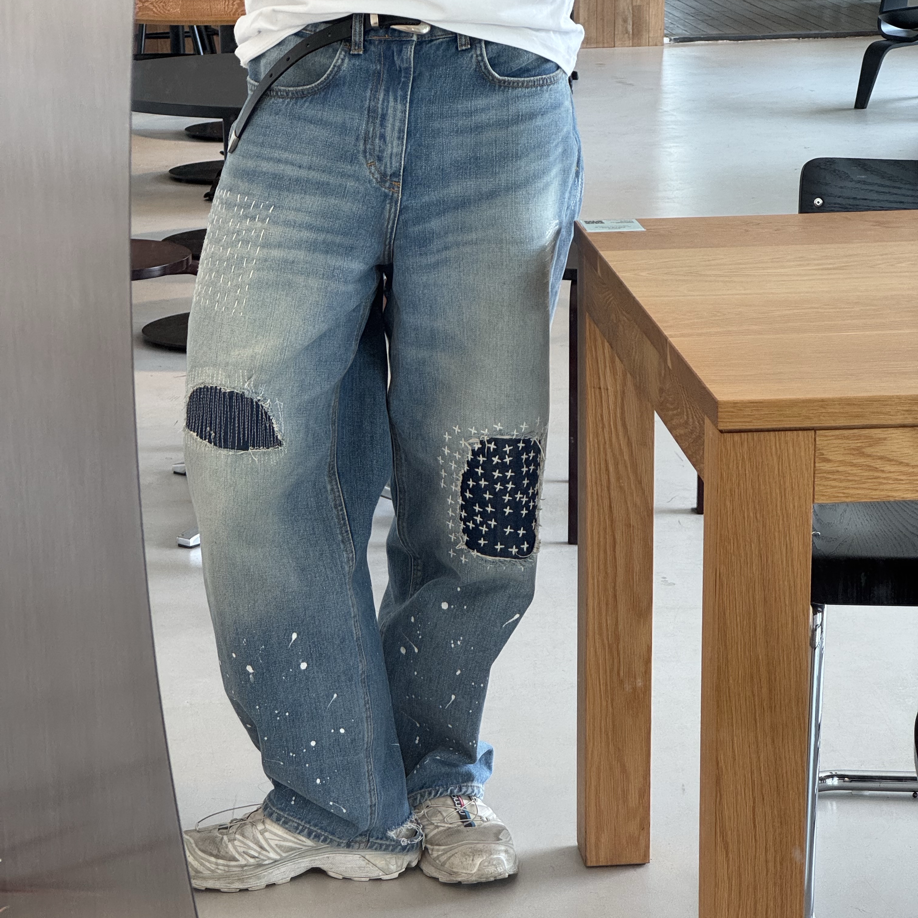 Zara x Ader Error Patchwork Jeans Blue 착용 스타일