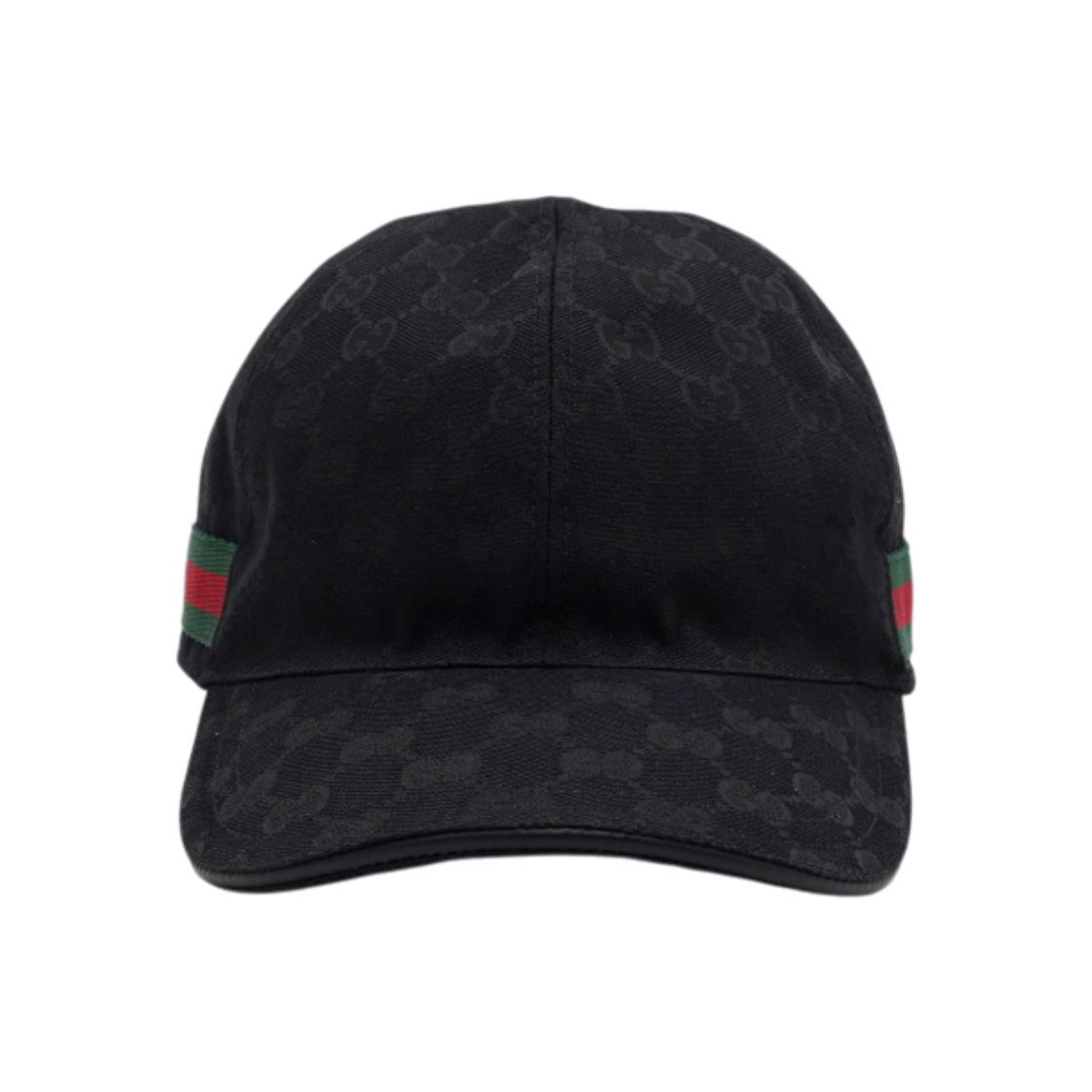 ITKIM2RDOPGK Gucci Web Black GG Canvas Baseball Cap