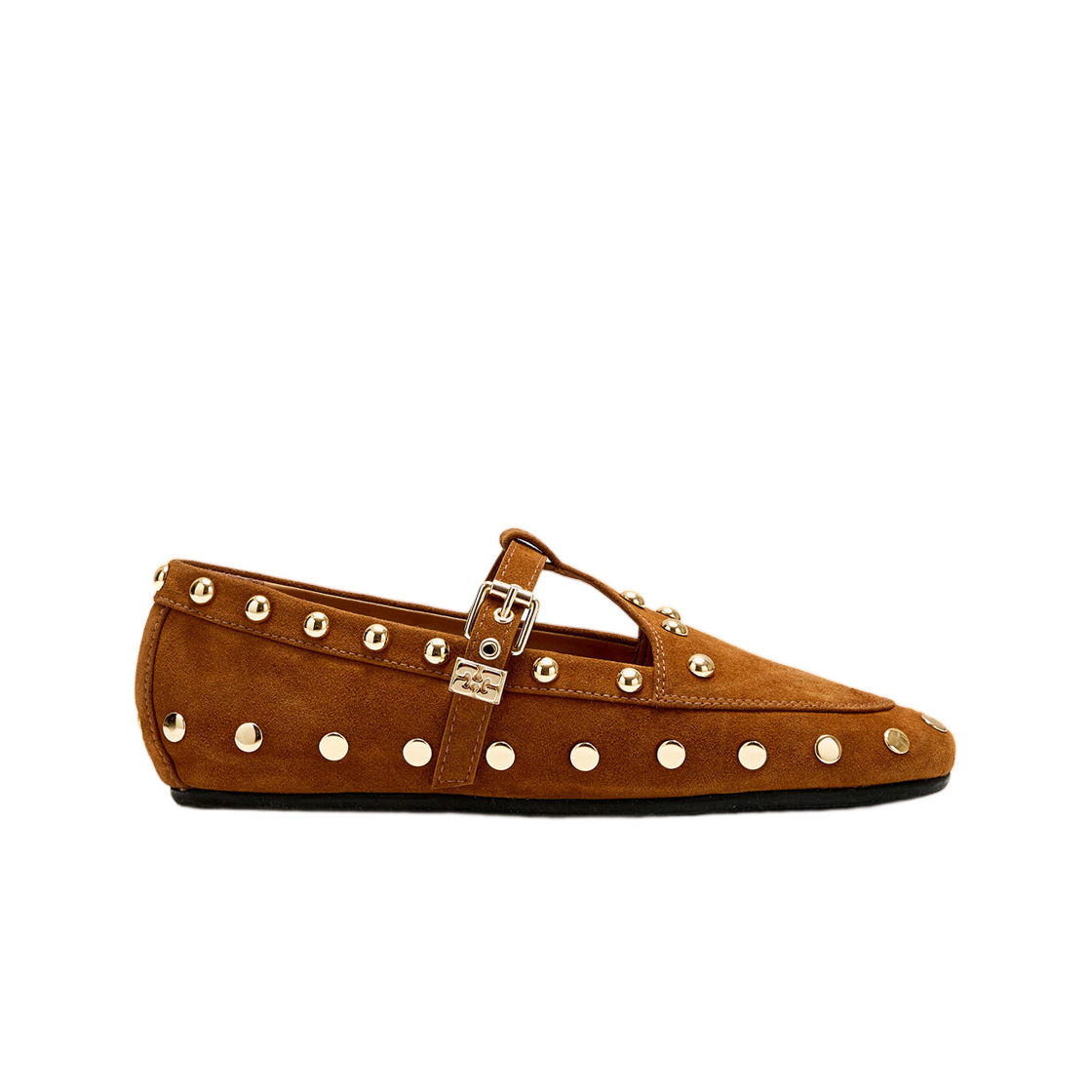 (W) 가니 메리 제니 모카신 스웨이드 카라멜 카페((W) Ganni Mary Jenny Moccasins in Suede Caramel Cafe)