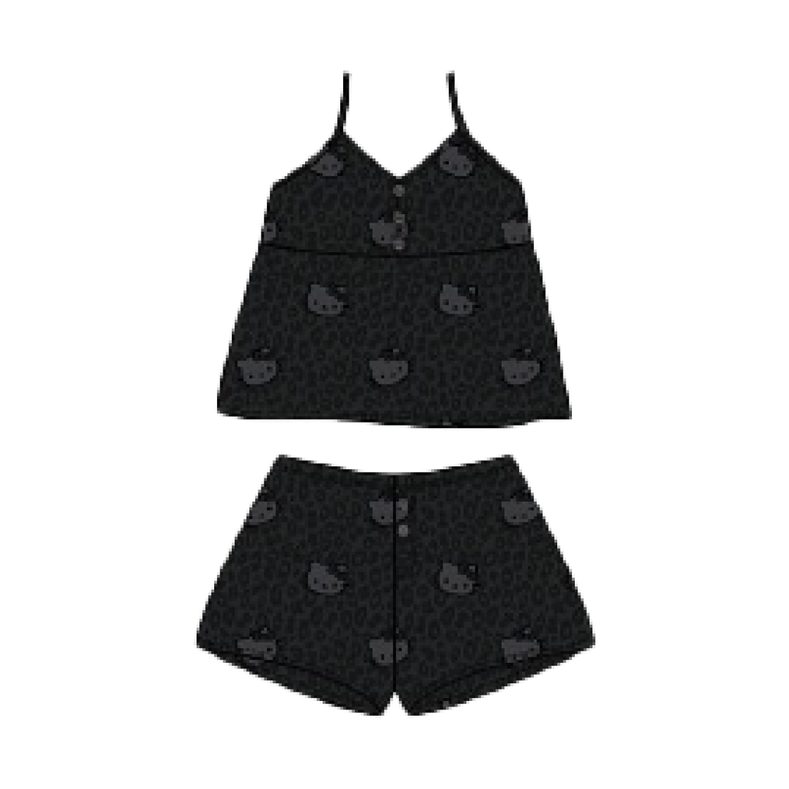 스파오 x 헬로 키티 레오파드 슬립 파자마 블랙(Spao x Hello Kitty Leopard Slip Pajamas Black)