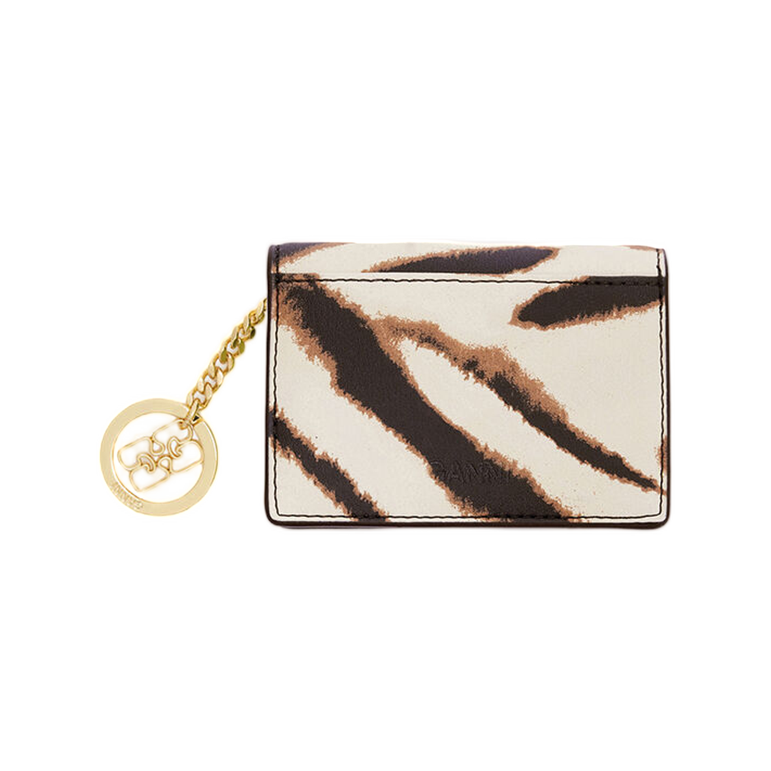 가니 보우 카드 홀더 플랩 지브라 에그렛(Ganni Bou Card Holder with Flap in Zebra Egret) - 2