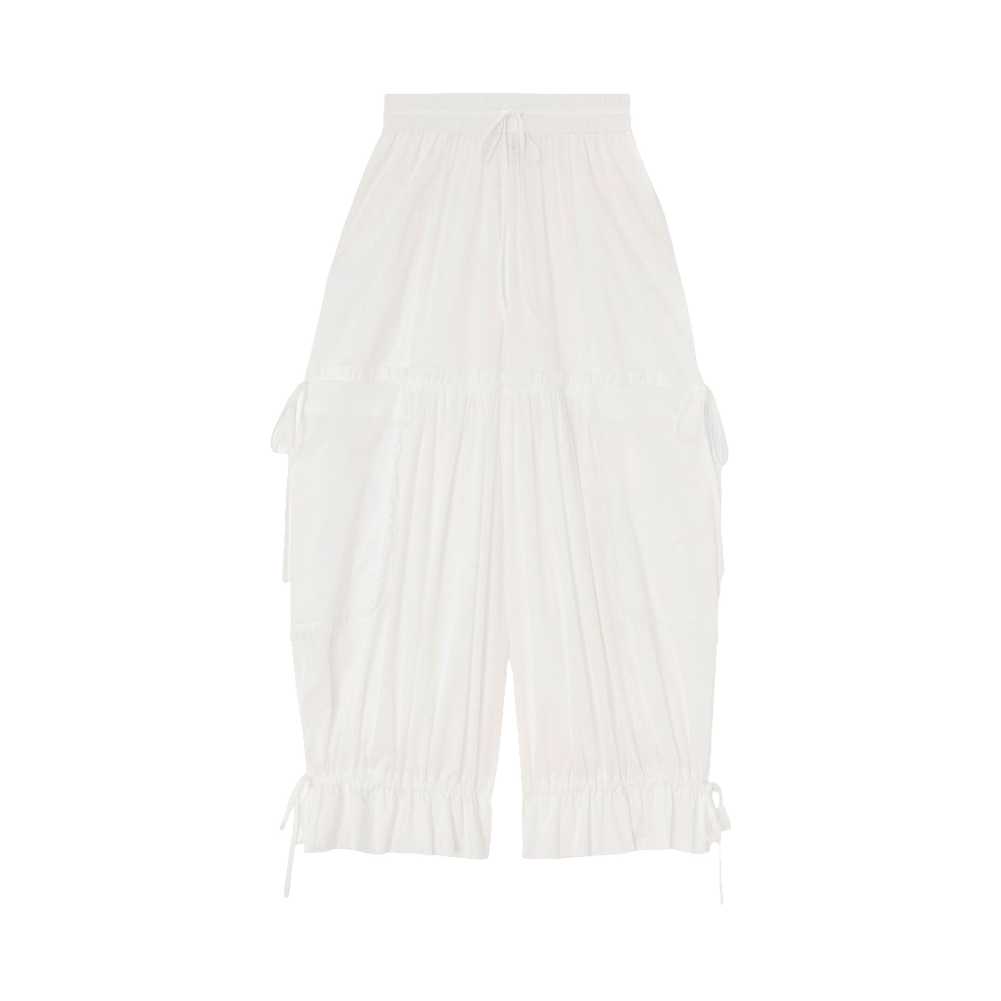 (W) 가니 트라우저 화이트 코튼 브라이트 화이트((W) Ganni Trousers in White Cotton Bright White) - 1