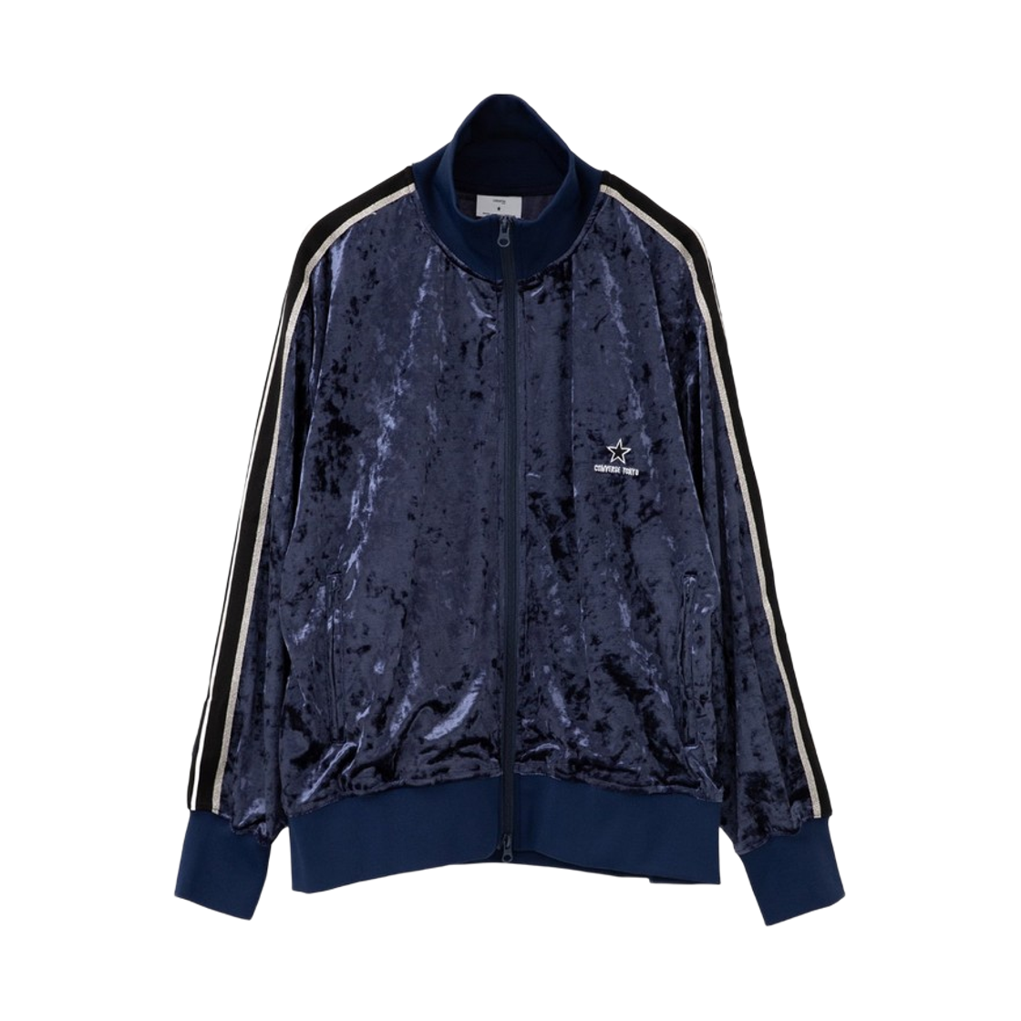 컨버스 도쿄 사이드 라인 크래쉬드 벨로어 트랙 자켓 블루(Converse Tokyo Side Line Crashed Velor Track Jacket Blue) - 1