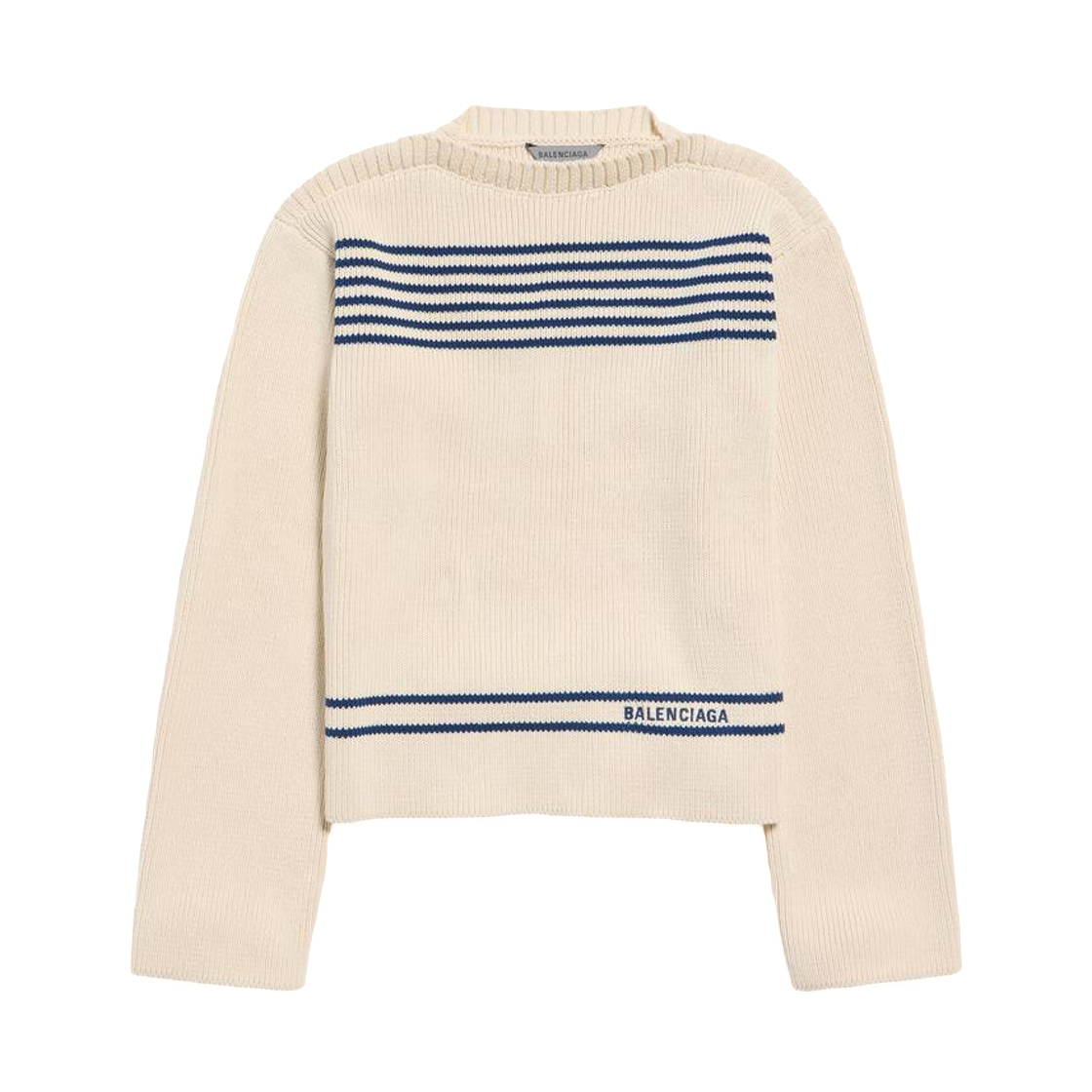 876806T34614282 (W) Balenciaga Boatneck Sweater Navy White