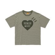 Human Made Heart Striped T-Shirt Olive Drab