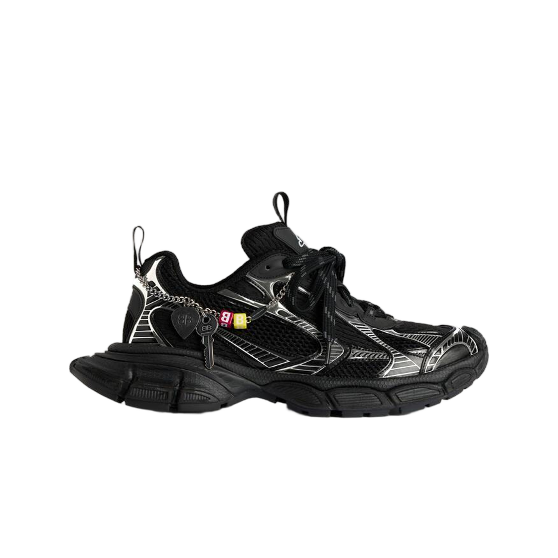734734W3XCN1000 Balenciaga 3Xl Sneaker With Charms Black Silver