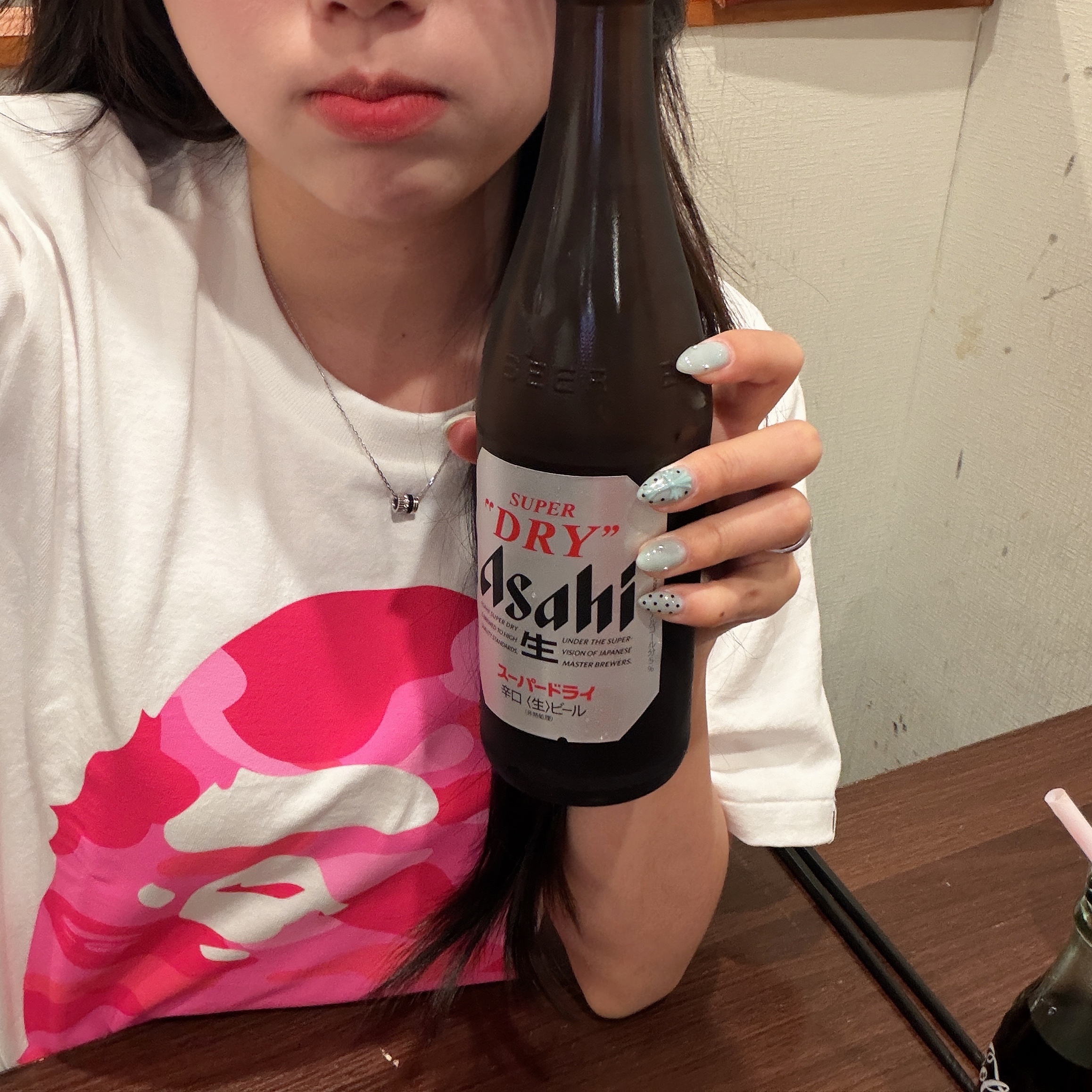 BAPE 113 ABC Camo Big Ape Head T-Shirt White Pink 착용 스타일