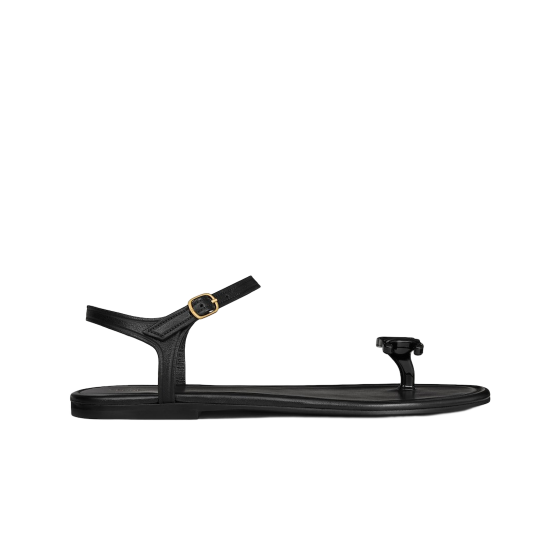 (W) 셀린느 베이 트리옹프 통 샌들 서플 카프스킨 블랙((W) Celine Bay Triomphe Thong Sandal in Supple Calfskin Black) - 1