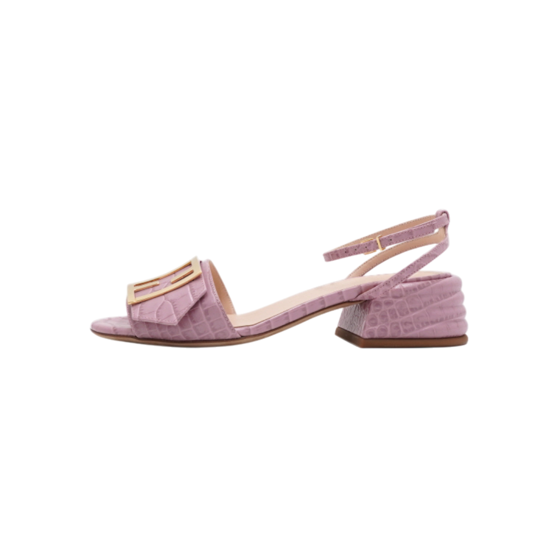 ITODDDUHKOMU Fendi Pink Leather Gold FF Logo Women Sandals