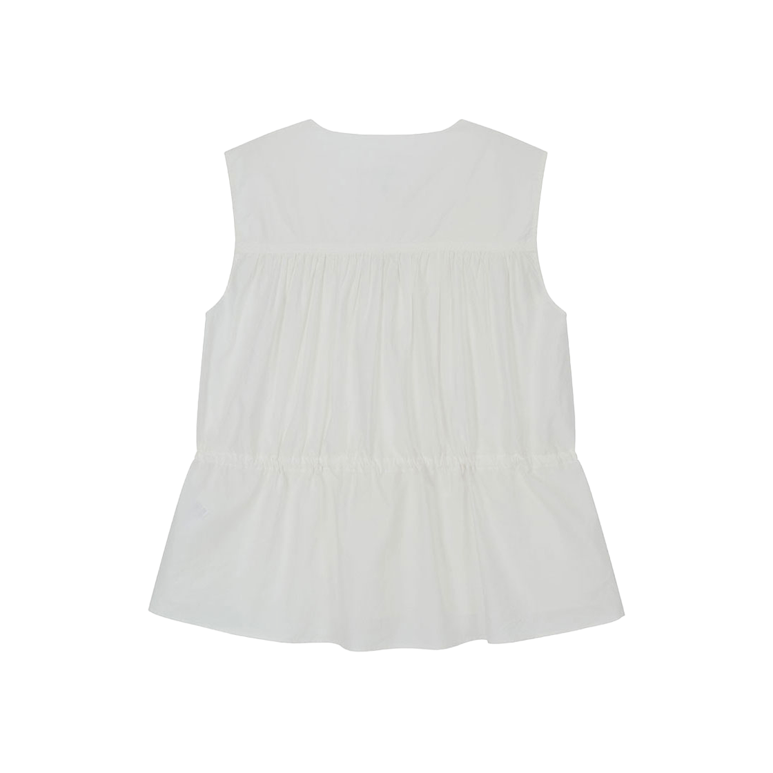 비자비 슬리브리스 레이스 트림드 개더드 블라우스 화이트(VIS A VIS Sleeveless Lace Trimmed Gathered Blouse White) - 2