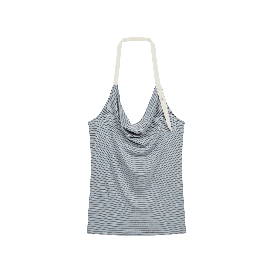 MF2636SL001MBLFR Margarin Fingers Stripe Halter Top Blue