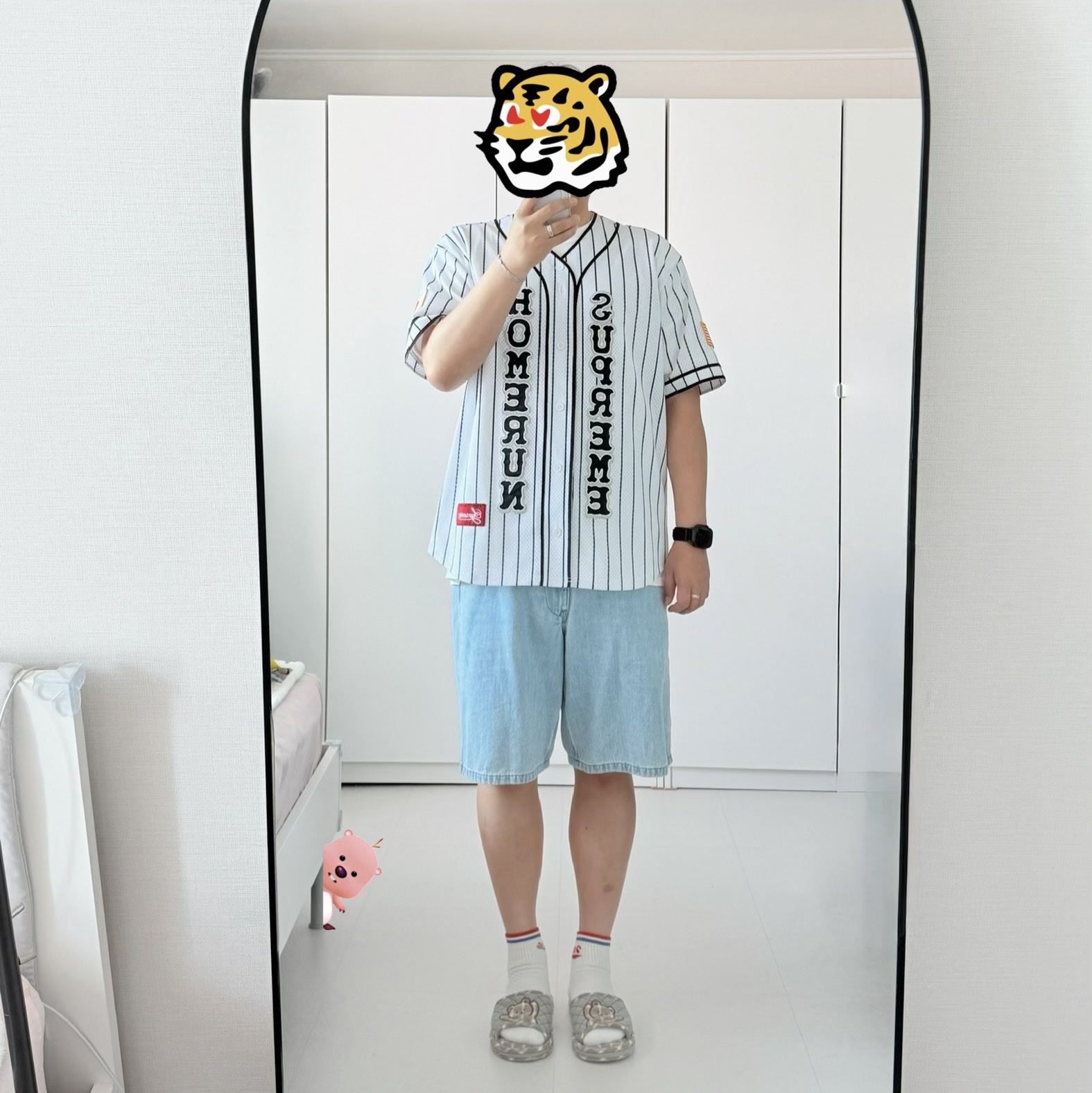Supreme x Homerun Baseball Jersey Stripe - 25SS, Stussy Long Haul Tee Pigment Dyed Natural 착용 스타일 - 1