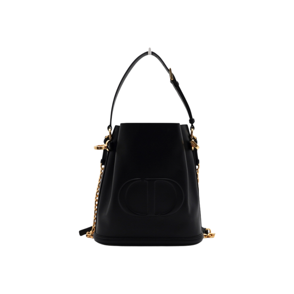 ITARNV3G5C3R Dior Black CD Embossed C'est Dior Medium Bucket Tote & Gold Chain Shoulder Bag