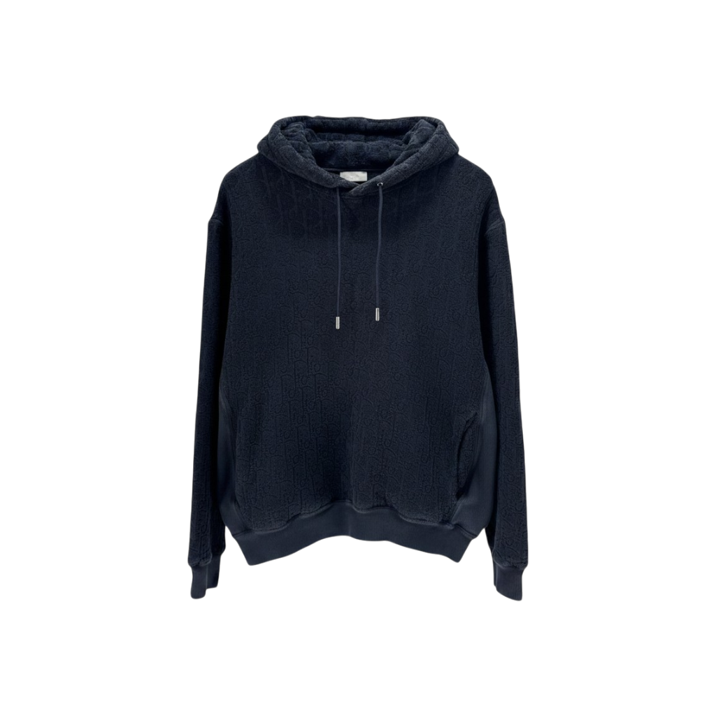 ITASH2FJHJQL Dior Oblique Terry Hooded T-Shirt Navy