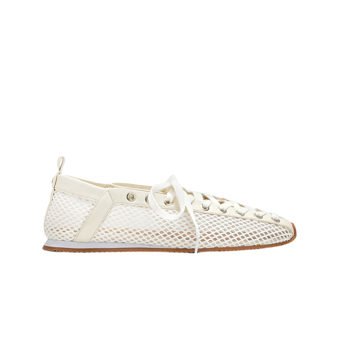 (W) 가니 스포티 발레리나 화이트 메쉬 에그렛((W) Ganni Sporty Ballerina in White Mesh Egret)