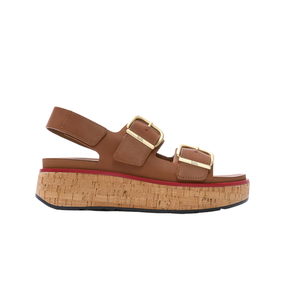 (W) 핏플랍 젠-FF 맥스 버클 레더 코르크 백 스트랩 샌들 딥 탠((W) FITFLOP Gen-FF Max Buckle Leather Cork Back-Strap Sandals Deep Tan) - 1