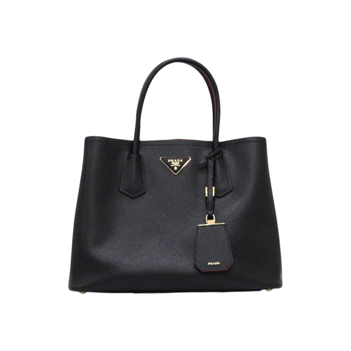 ITC7J4AJ743P Prada B2756T Gold Logo Saffiano Double Medium Tote & Shoulder Bag