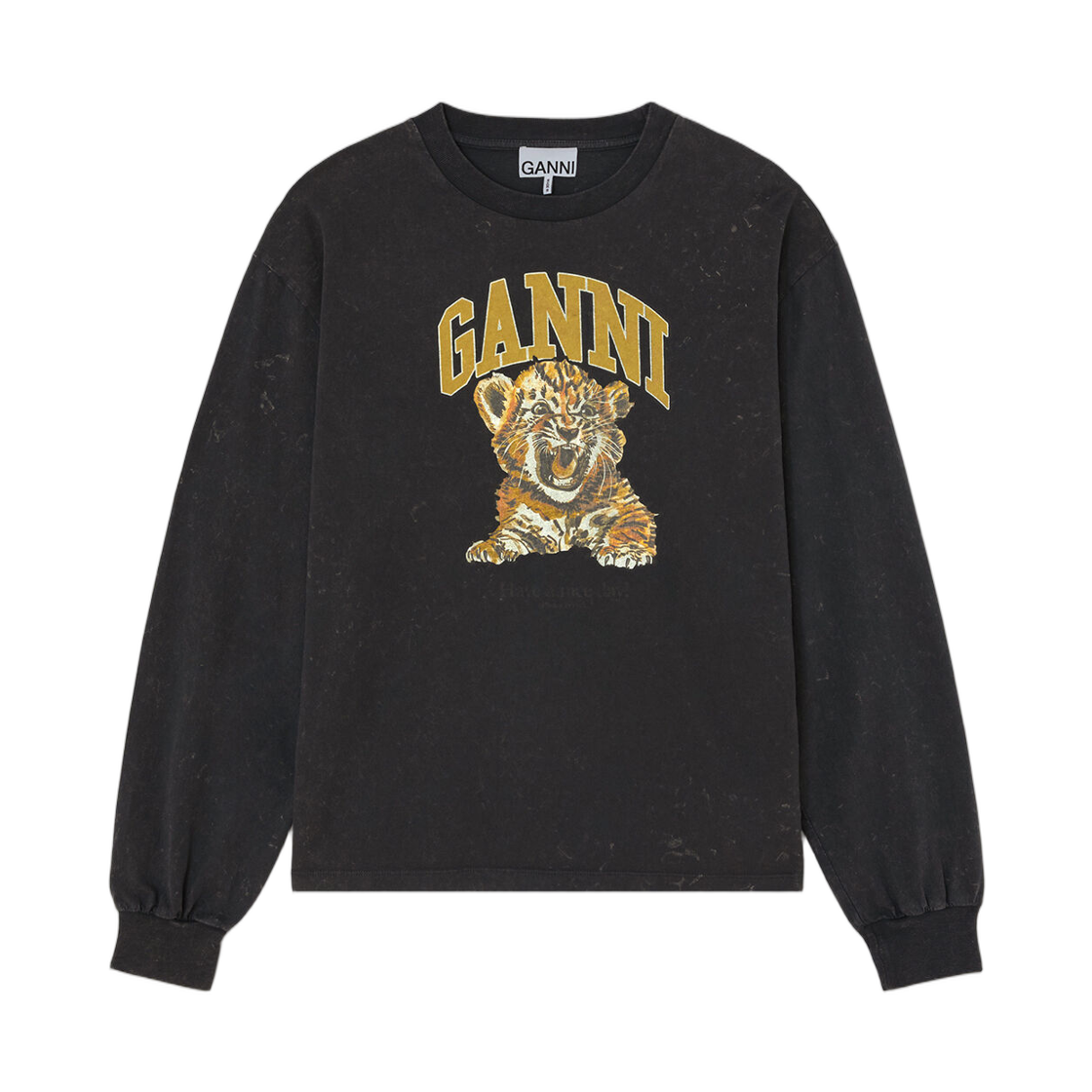 A1050233-252 (W) Ganni Long Sleeve T-Shirt with Tiger Phantom