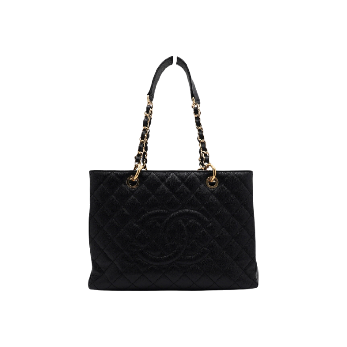 ITB5PCK4J7K8 Chanel Grand Shopping Caviar Black Gold Chain Shoulder Bag