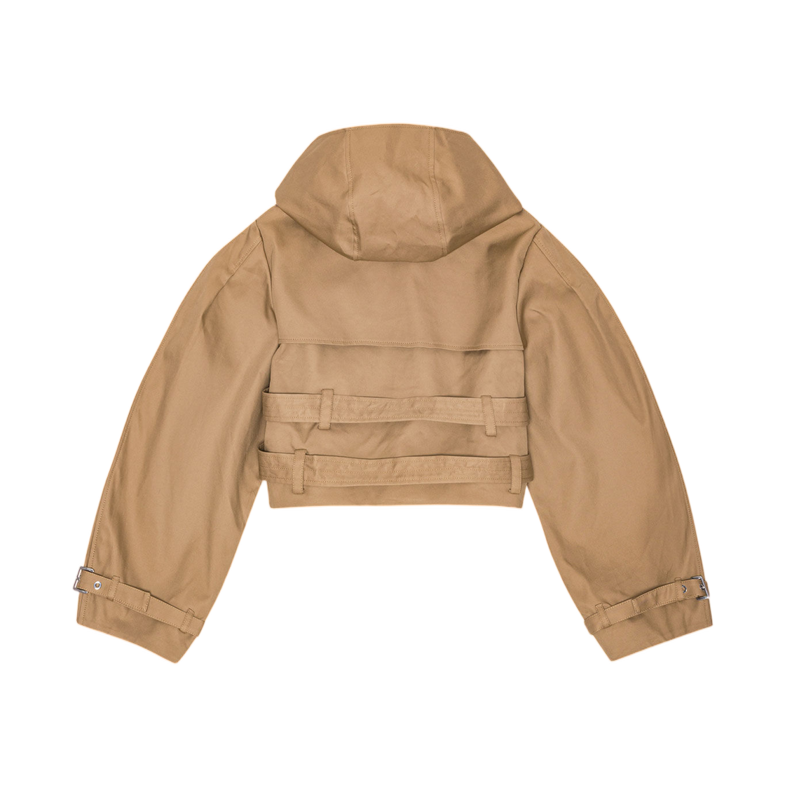 (W) 가니 카멜 본디드 코튼 숏 트렌치 자켓 타이거즈 아이((W) Ganni Camel Bonded Cotton Short Trench Jacket Tiger's Eye) - 2