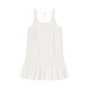 (W) Ganni Dress in White Cotton Bright White