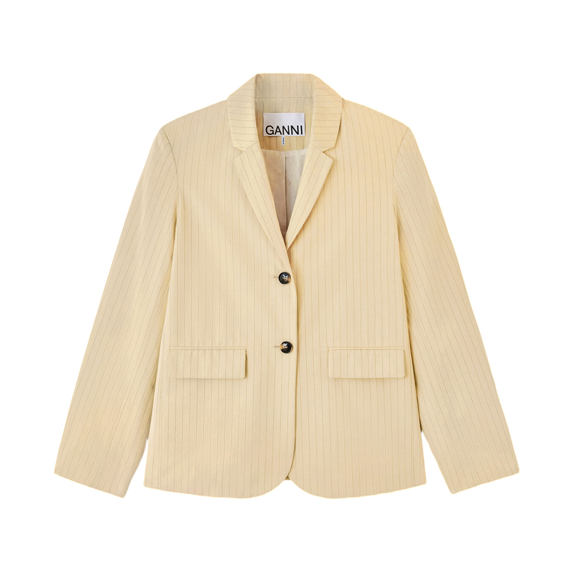 (W) 가니 블레이저 베이지 수팅 썸머 샌드((W) Ganni Blazer in Beige Suiting Summer Sand) - 1