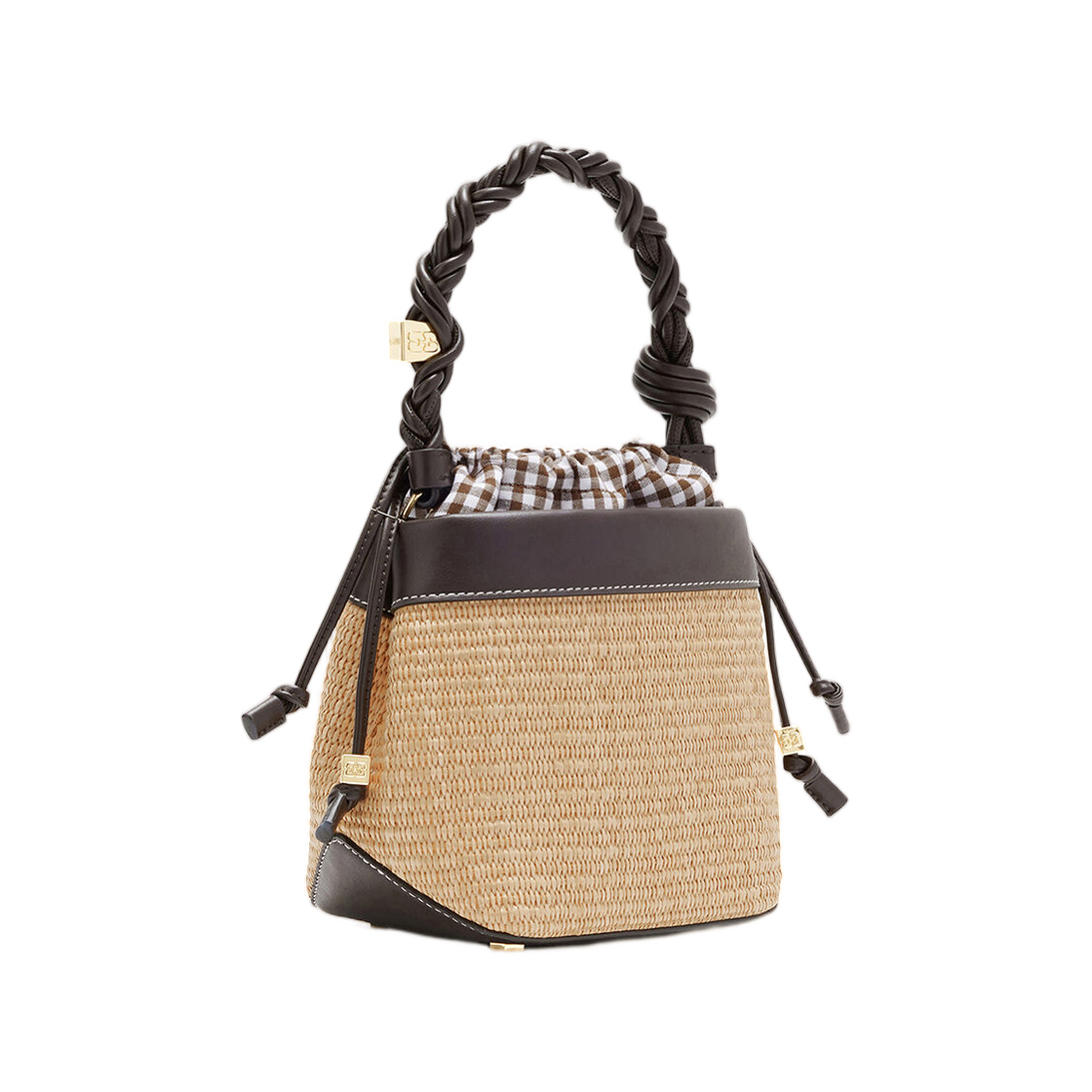 가니 보우 버킷백 스트로우 실 브라운(Ganni Bou Bucket Bag in Straw Seal Brown) - 2