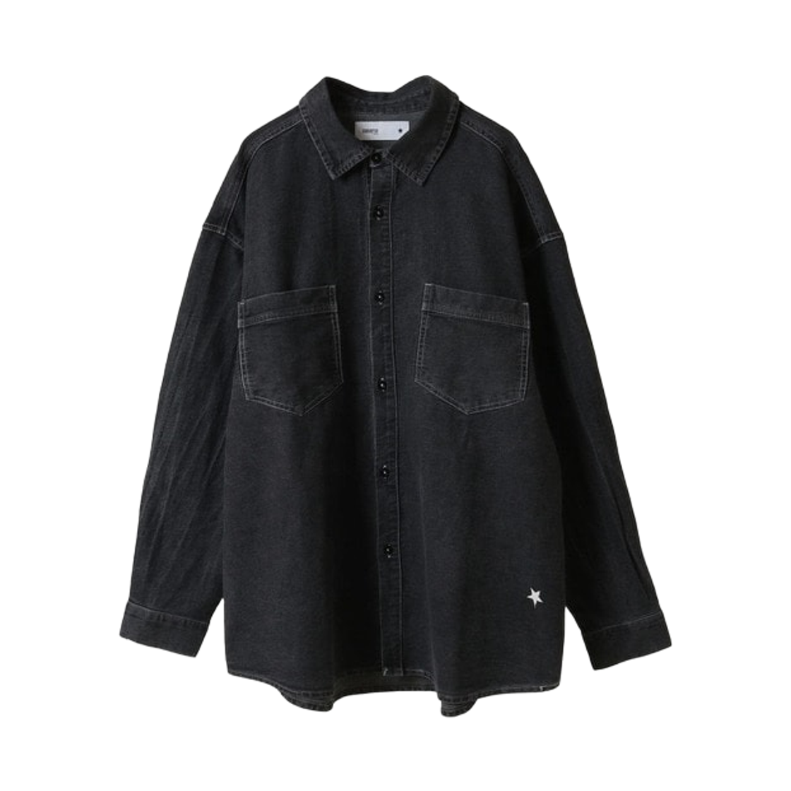 ์ปจ๋ฒ์ค ๋์ฟ ์คํ ํจ์น ์ค๋ฒ์ฌ์ด์ฆ ๋ฐ๋ ์
์ธ ๋ธ๋(Converse Tokyo Star Patch Oversized Denim Shirt Black)