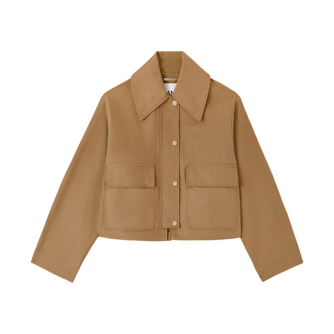 (W) 가니 자켓 브라운 캔버스 얼민((W) Ganni Jacket in Brown Canvas Ermine) - 1
