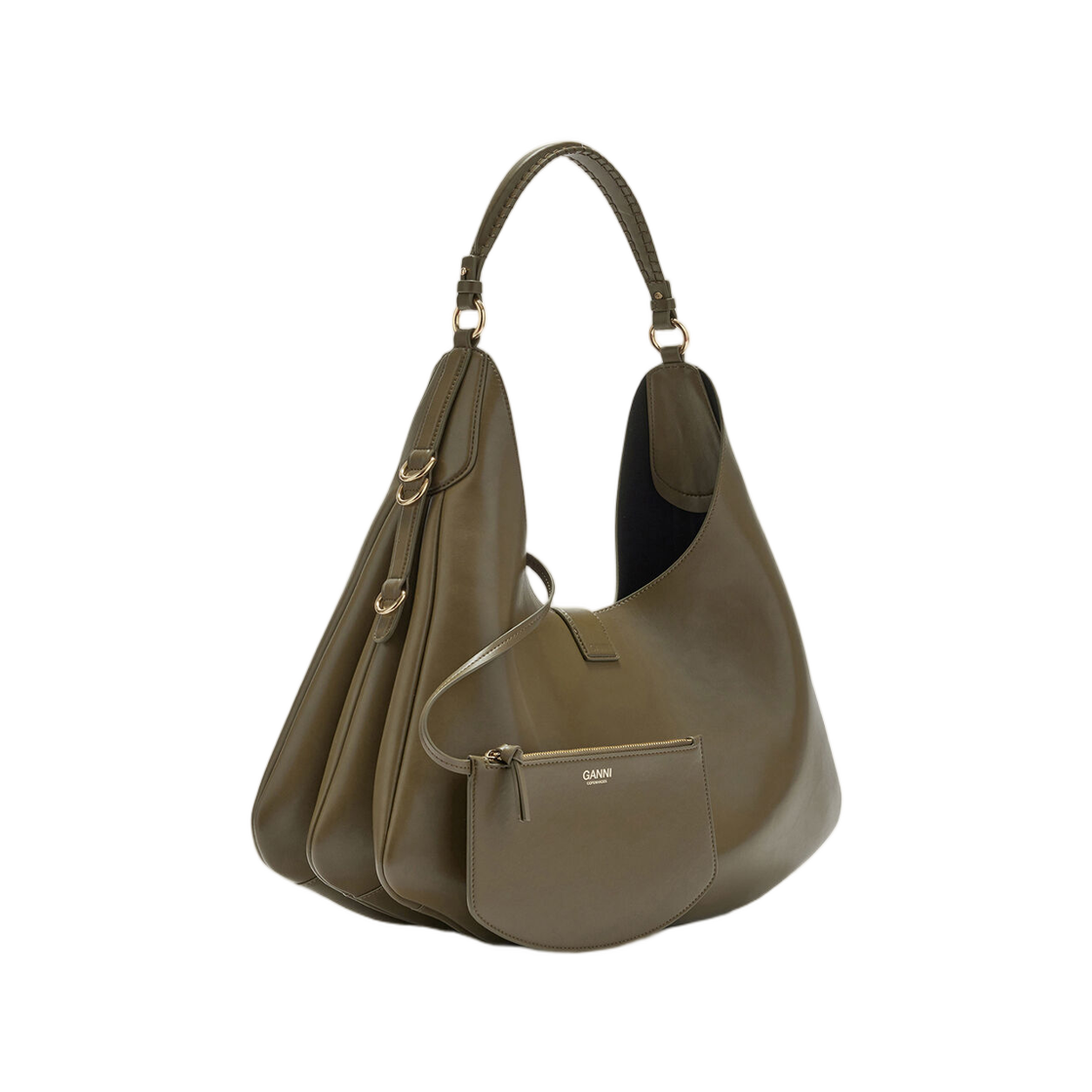 가니 라지 캣 백 그린 밀리터리 올리브(Ganni Large Kat Bag in Green Military Olive) - 2