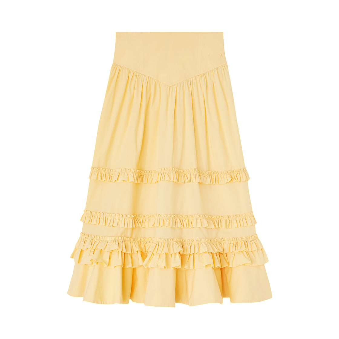 (W) 가니 스커트 옐로우 코튼 이탈리안 스트로우((W) Ganni Skirt in Yellow Cotton Italian Straw) - 1