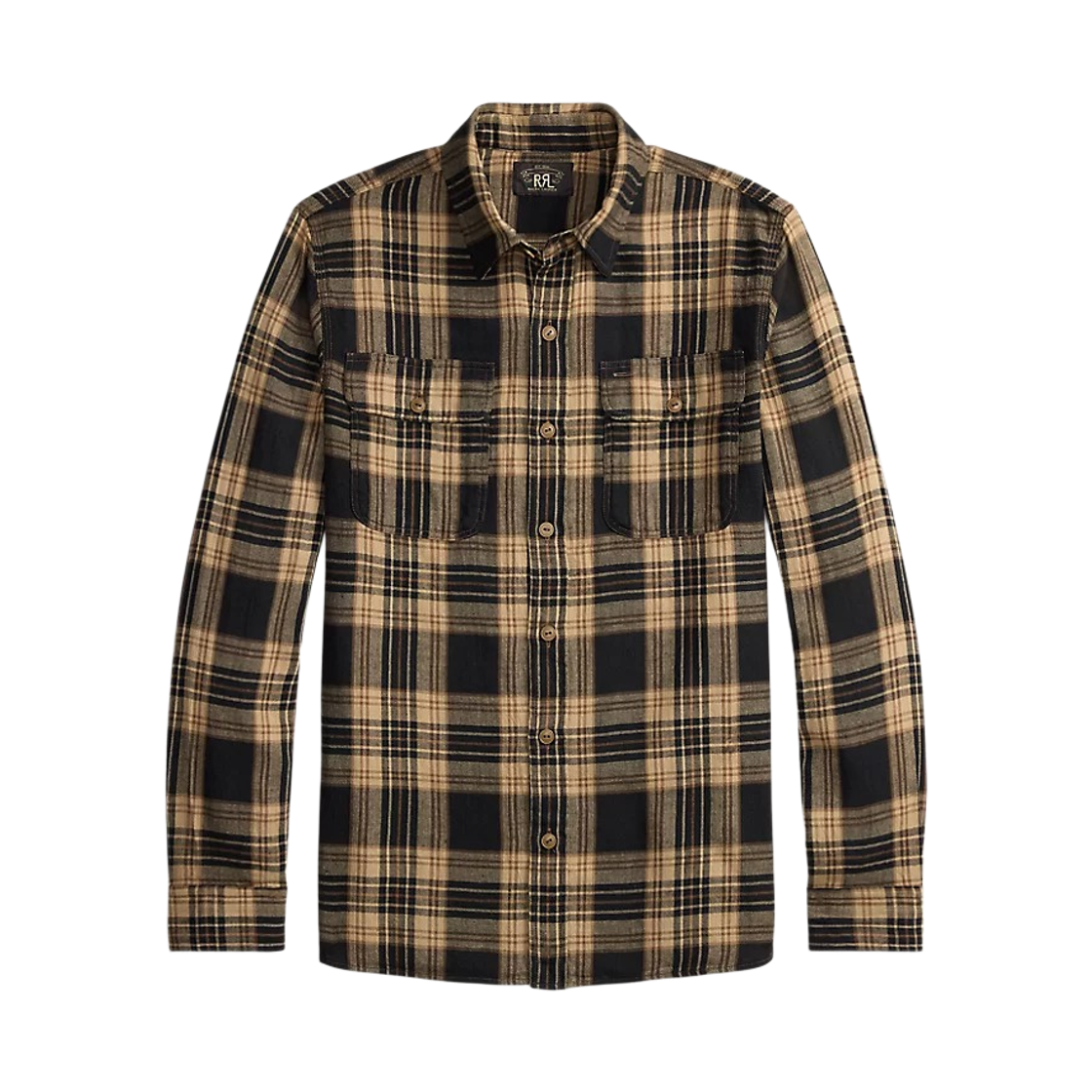 더블알엘 플래드 코튼 리넨 워크셔츠 블랙 브라운(Double RL Plaid Cotton Linen Workshirt Black Brown)