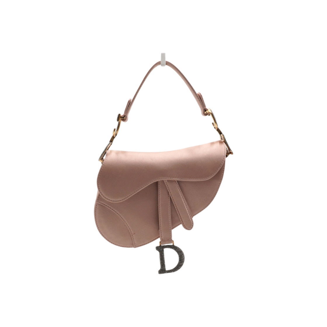 IT2D63AWGLA2 Dior Pink Satin Gold-tone Crystal Mini Saddle Tote Bag