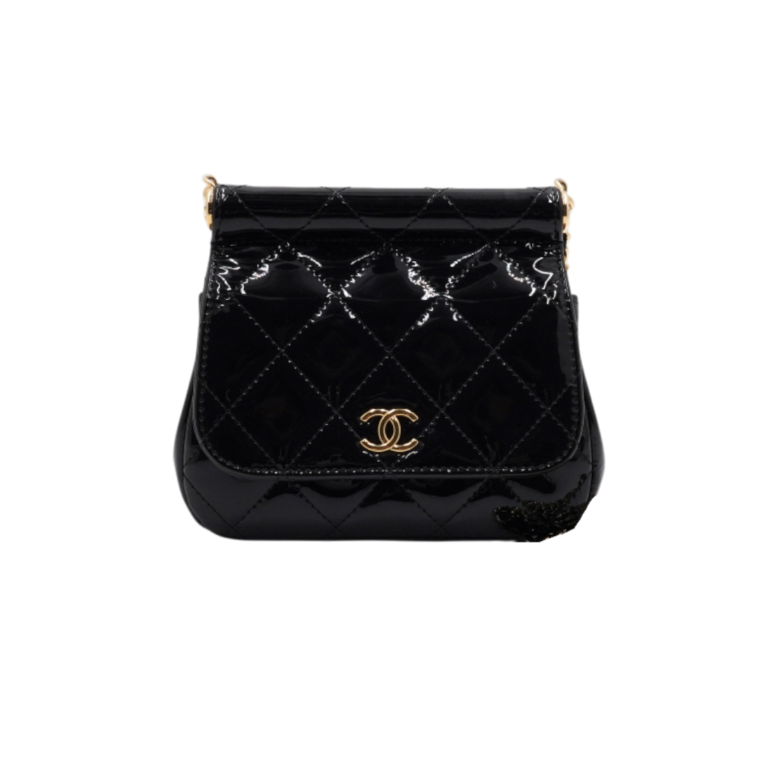 ITLDCJPINU76 Chanel Black Patent Leather Mini Flap Bag Gold Chain