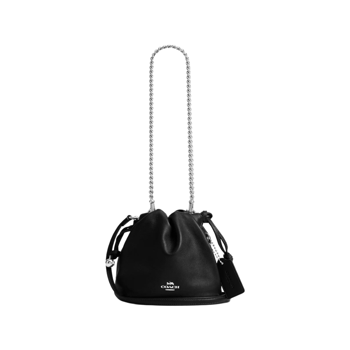 CDB67-SV/BK Coach Faye Mini Drawstring Bag Silver Black