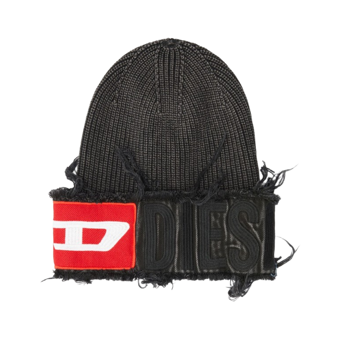 A196750KICC-900 (W) Diesel Bold Patch Detail Denim Effect Beanie Black