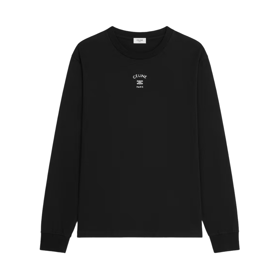 RX0LE1242-38AW Celine Long Sleeved T-Shirt in Cotton Jersey Black White