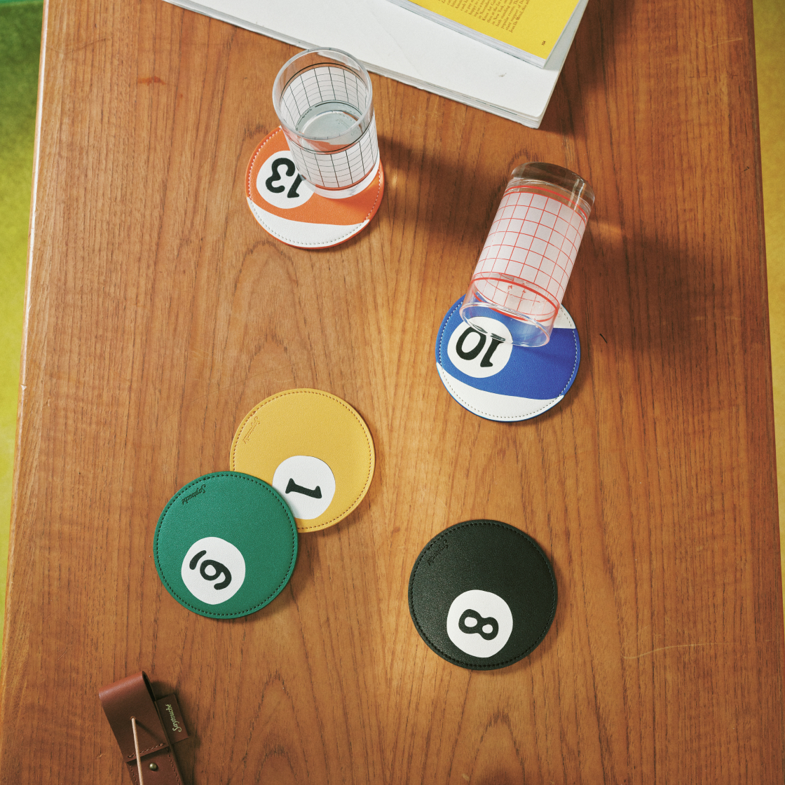 세이투셰 레더 빌리어드 코스터 5P 세트(Say Touche Leather Billiard Coaster Set of 5) - 2