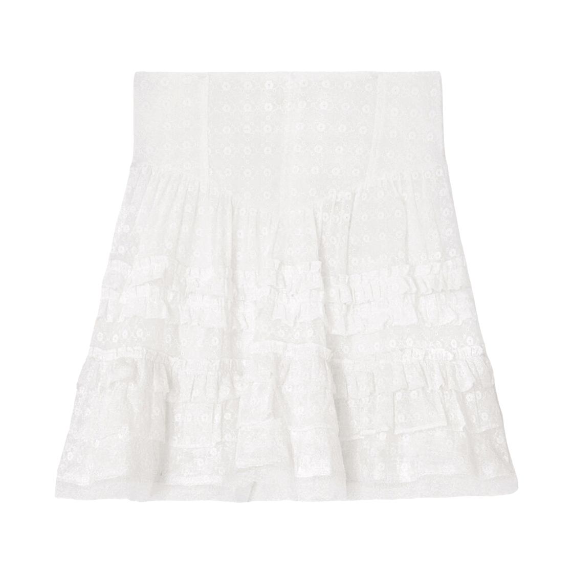 (W) 가니 스커트 화이트 브로더리 앙글레즈 브라이트 화이트((W) Ganni Skirt in White Broderie Anglaise Bright White)