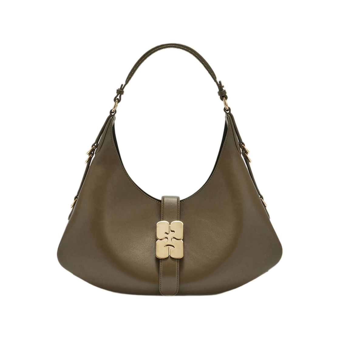C1040019-838 Ganni Small Kat Bag in Green Military Olive