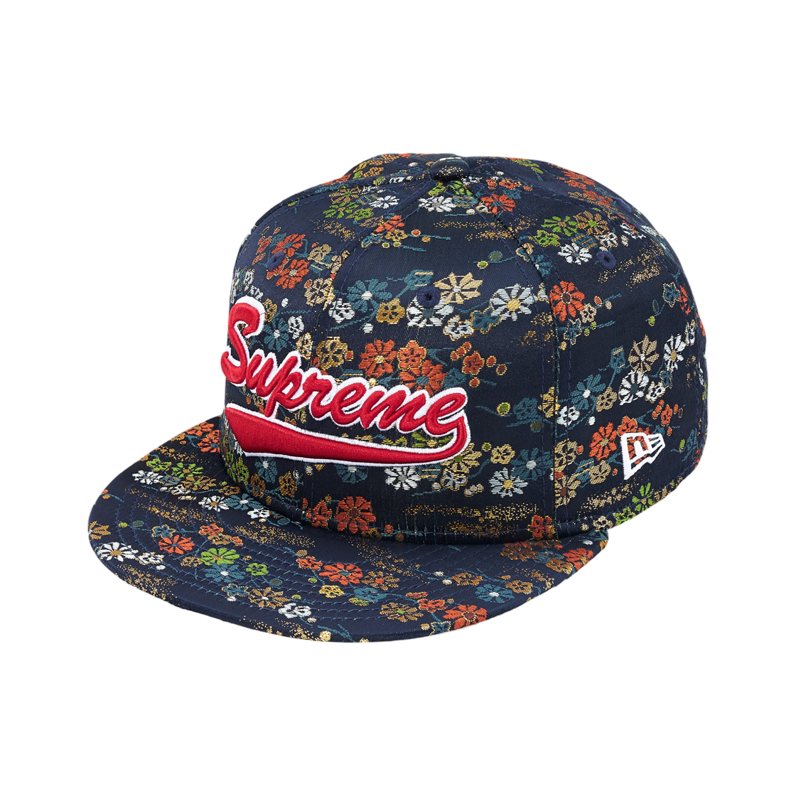 - Supreme Floral Jacquard New Era Navy - 26SS