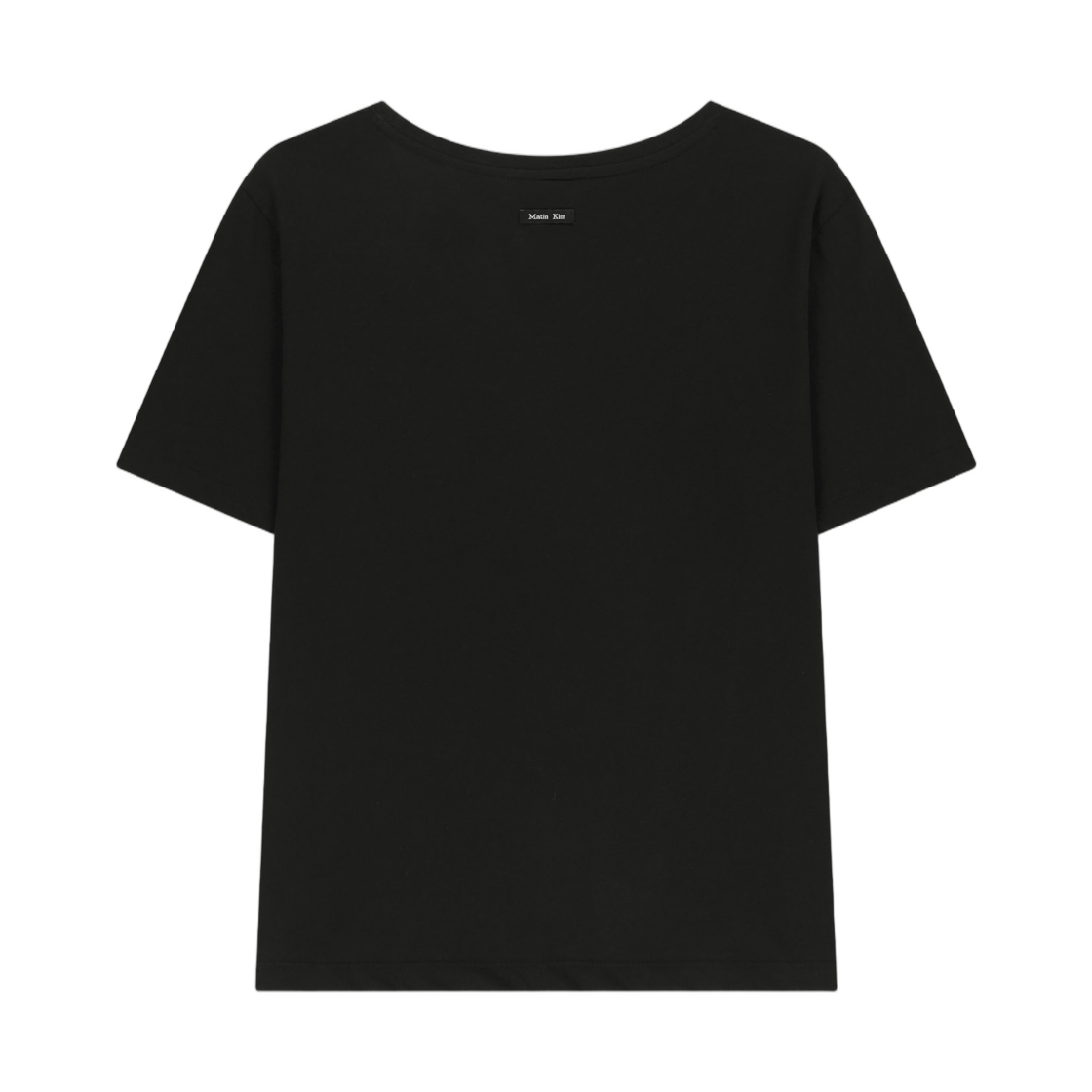 (W) 마뗑킴 라벨 포인트 유넥 탑 블랙((W) Matin Kim Label Point U-Neck Top In Black) - 2