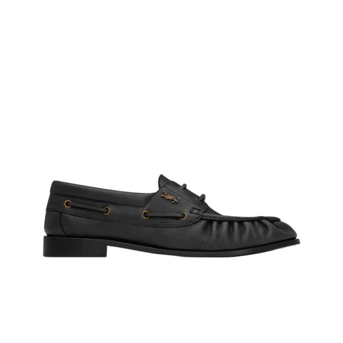 A002HL-25VAA-1000 Saint Laurent Le Loafer Bateau in Smooth Leather Black