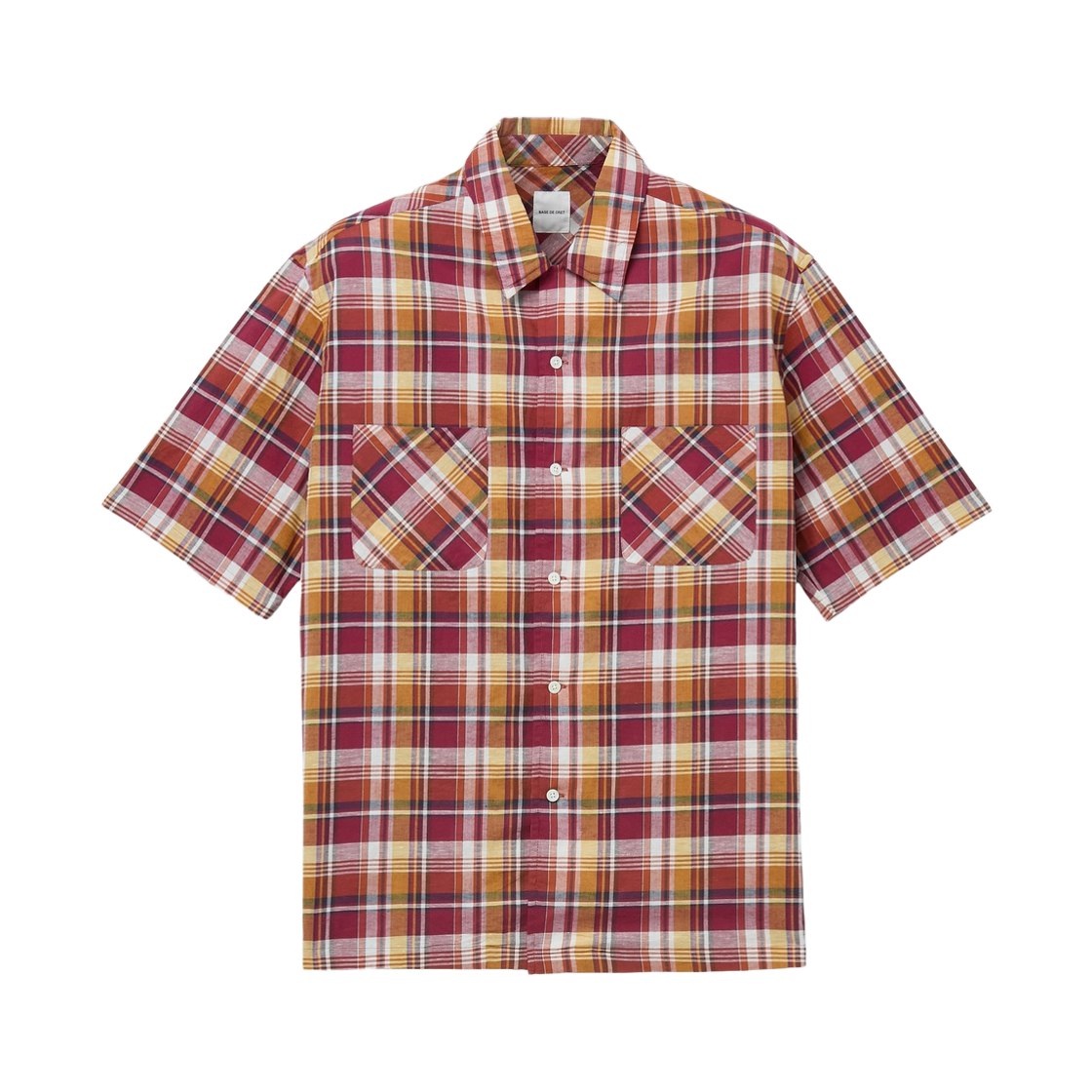 시리즈 사지 드 크레 마드라스 체크 반팔 오픈카라 셔츠 레드(Series Sage De Cret Co/Li Madras Check Short Sleeve Open Collar Shirt Red) - 1