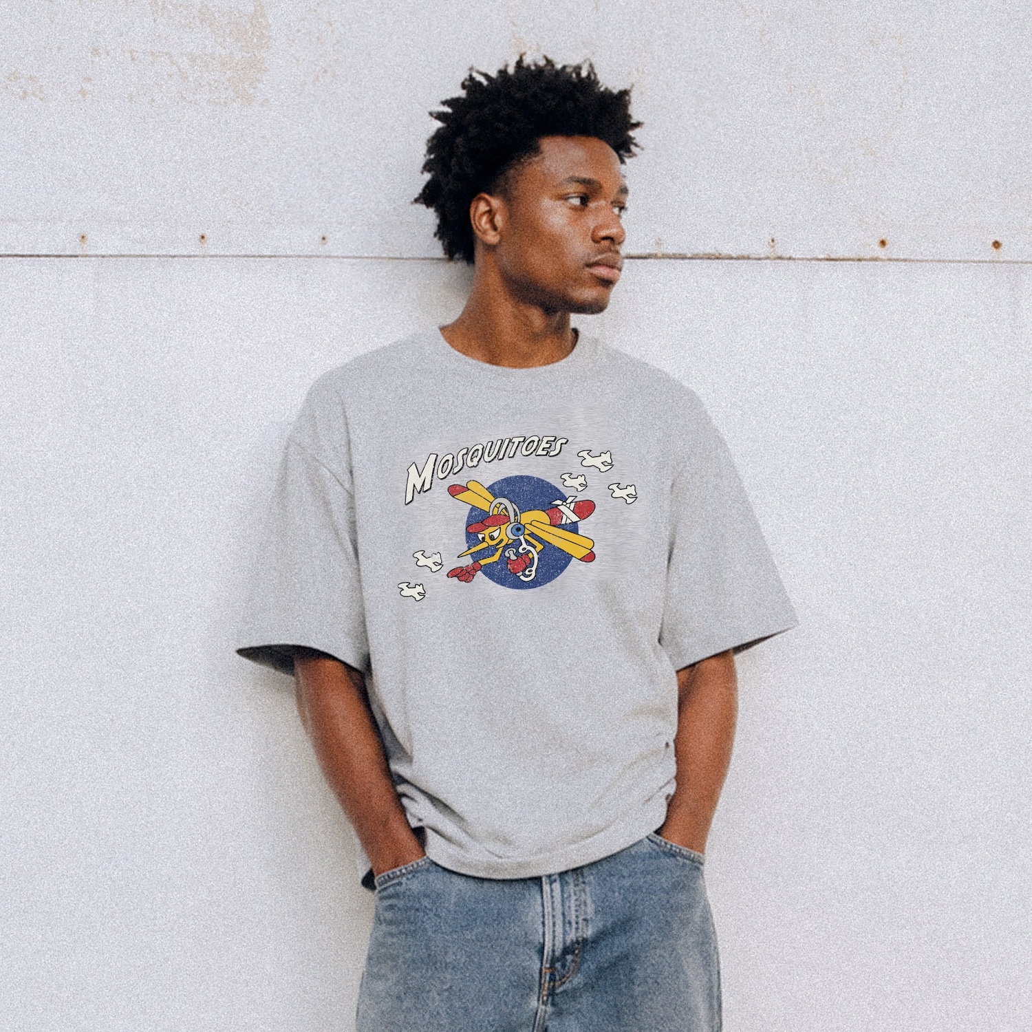 GILDAN x Vintage Collection MOSQUITOES T-Shirt Gray 착용 스타일