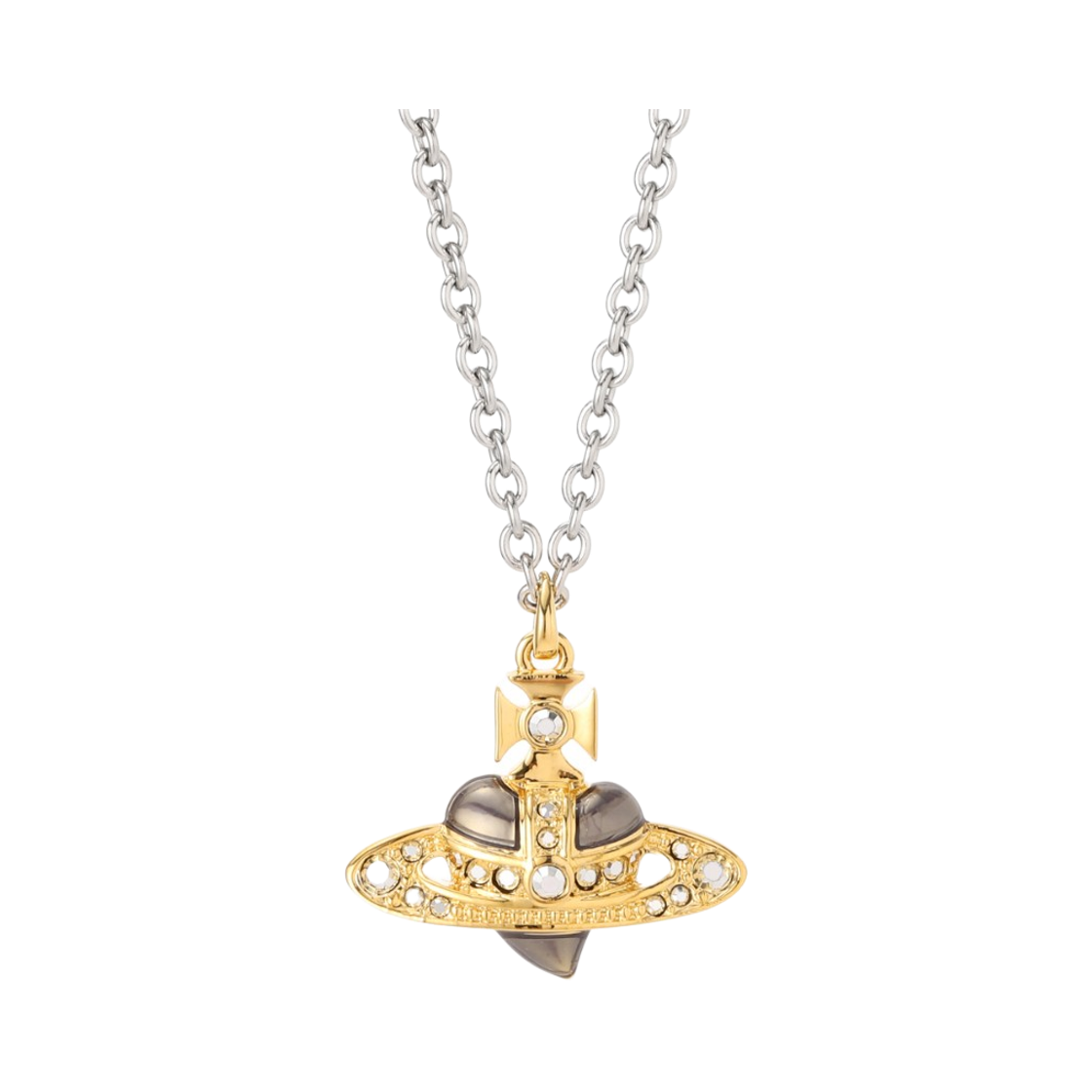 630203BV-02P717 Vivienne Westwood Diamante Heart Necklace Silver Gold