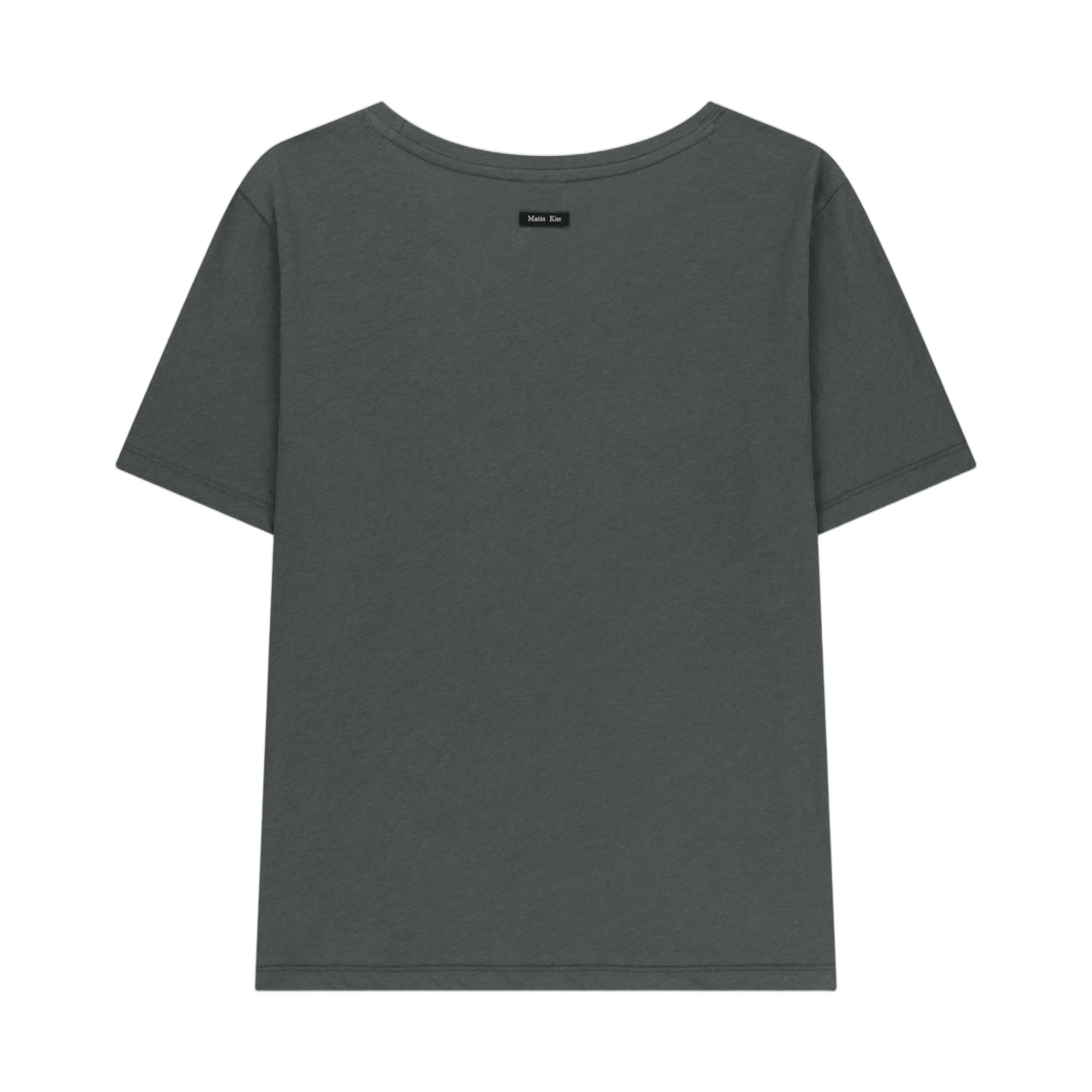 (W) 마뗑킴 라벨 포인트 유넥 탑 차콜((W) Matin Kim Label Point U-Neck Top In Charcoal) - 2