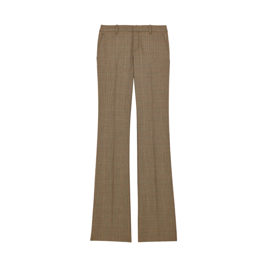 (W) 생로랑 플레어 팬츠 퍼피투스 프린스 오브 웨일스 울 베이지 마롱 마린((W) Saint Laurent Flared Pants in Puppytooth Prince of Wales Wool Beige Marron Marine) - 1